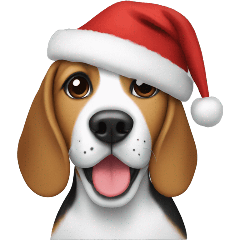 Beagle with Christmas hat emoji