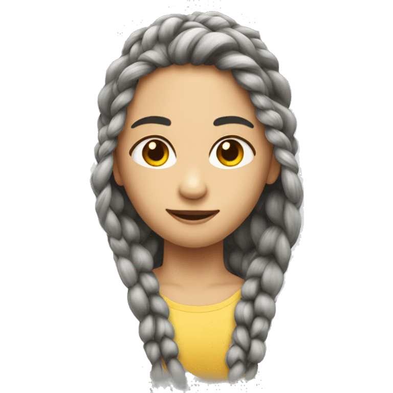 long hair with a braid emoji