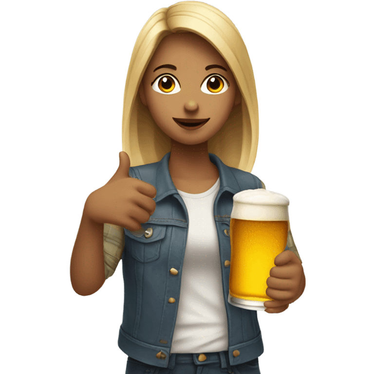 a girl drinking beer emoji