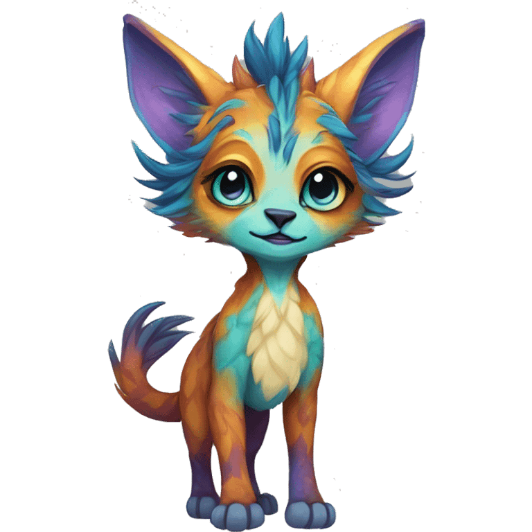 Colorful vernid fantasy creature LiLaiRa Kamirah Falvie whiskers paws full body emoji