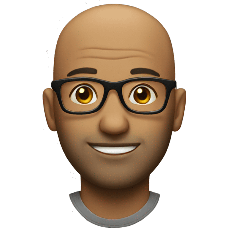 bald man with glasses with facial ahir emoji