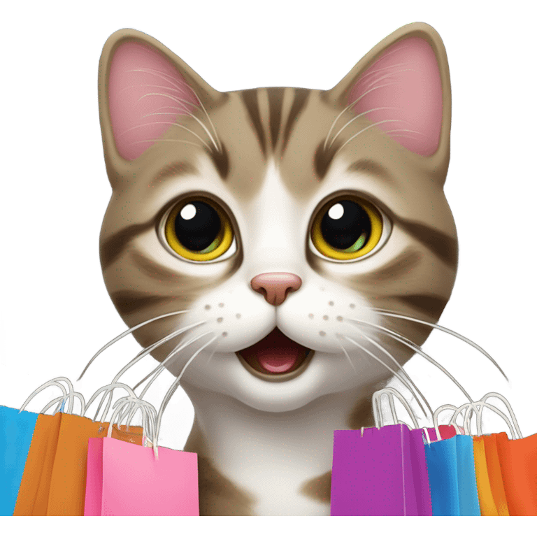 cat meowing whilst going shopping  emoji