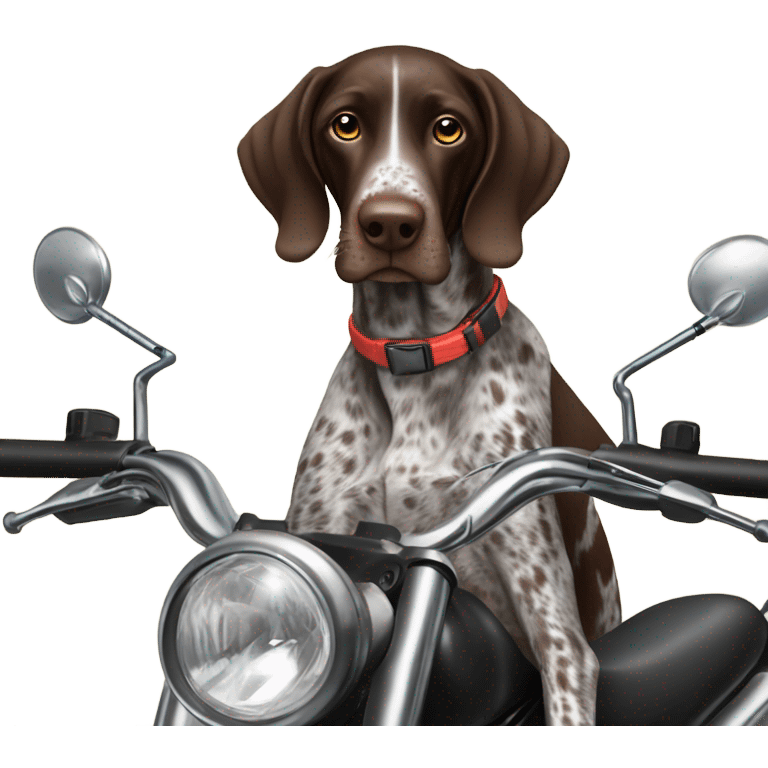 German shorthair pointer on a dirt bike emoji