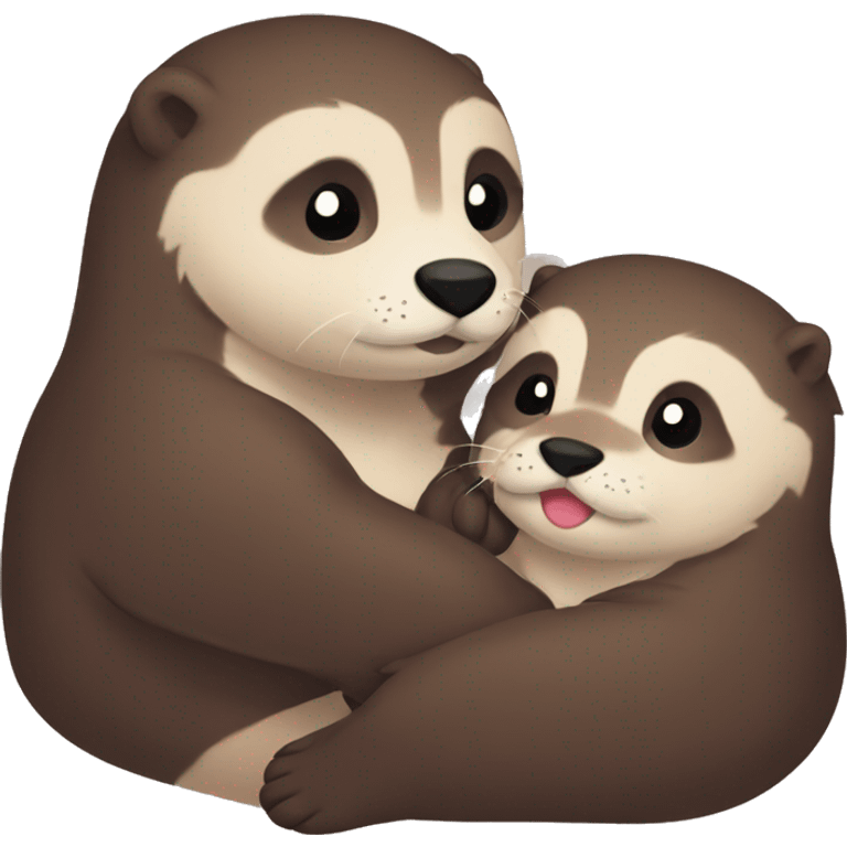 Cuddling cute otters boyfriends love emoji