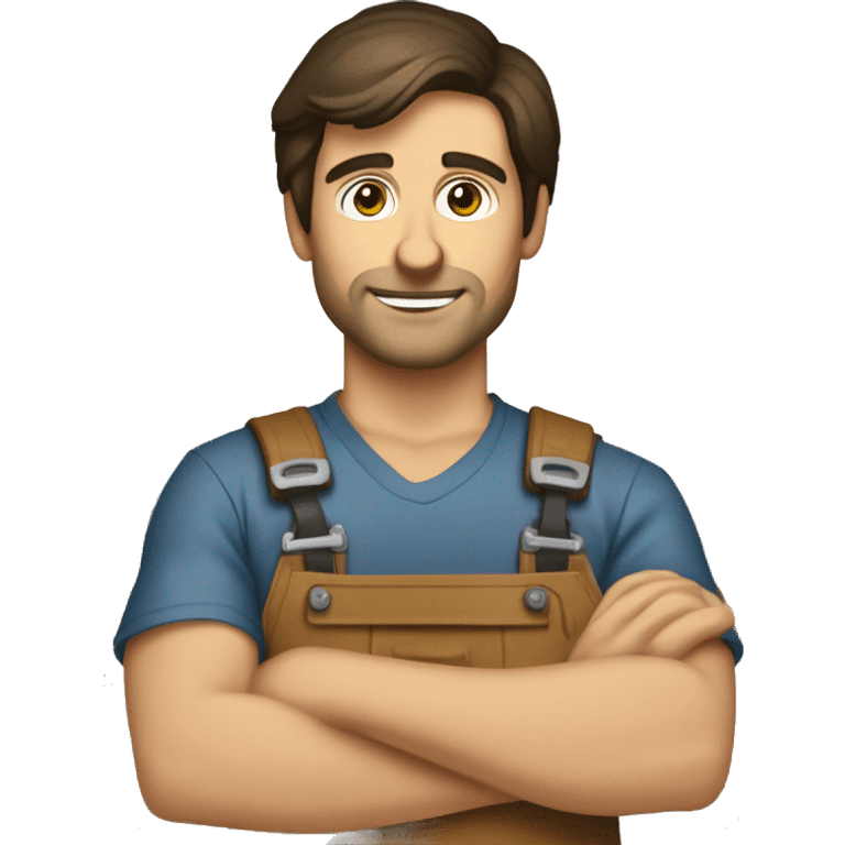 Woodworker with miter saw caucasian dark hair emoji