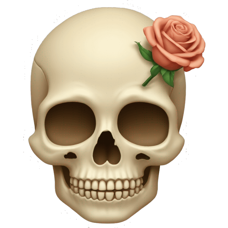 beige skull with rose emoji