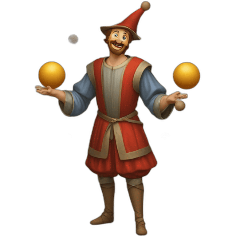 medieval juggler juggling 4 same-sized balls over them emoji