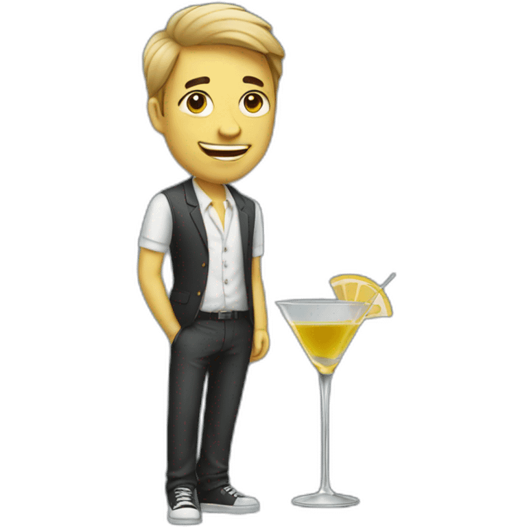 Drunk young guy with martini emoji