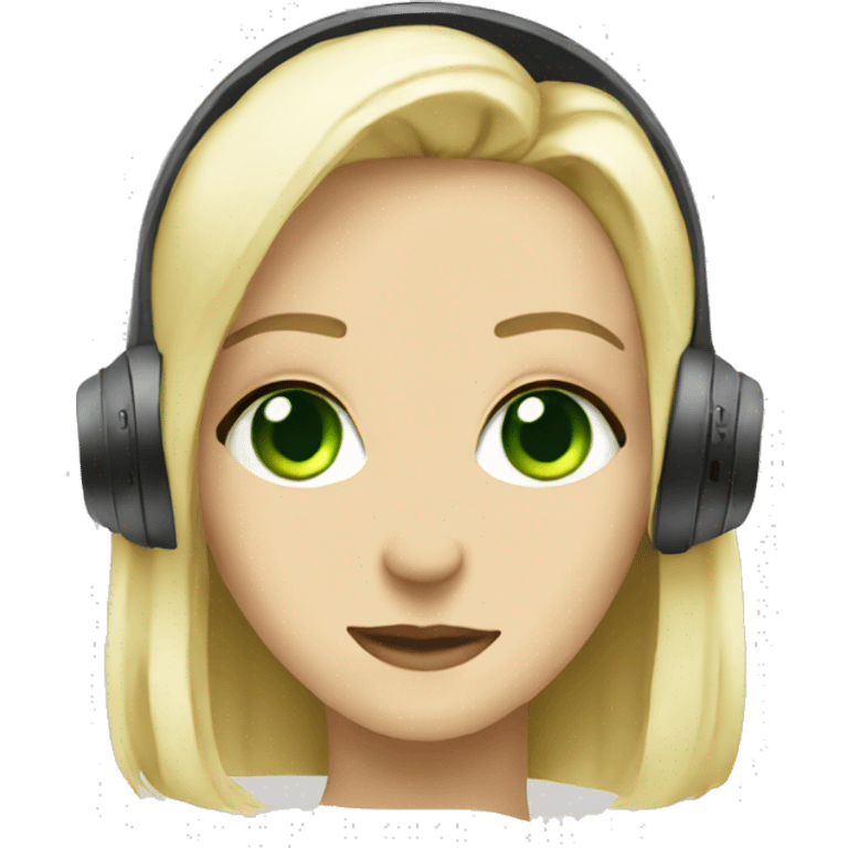 Green eyes wight blondie wearing headphones  emoji