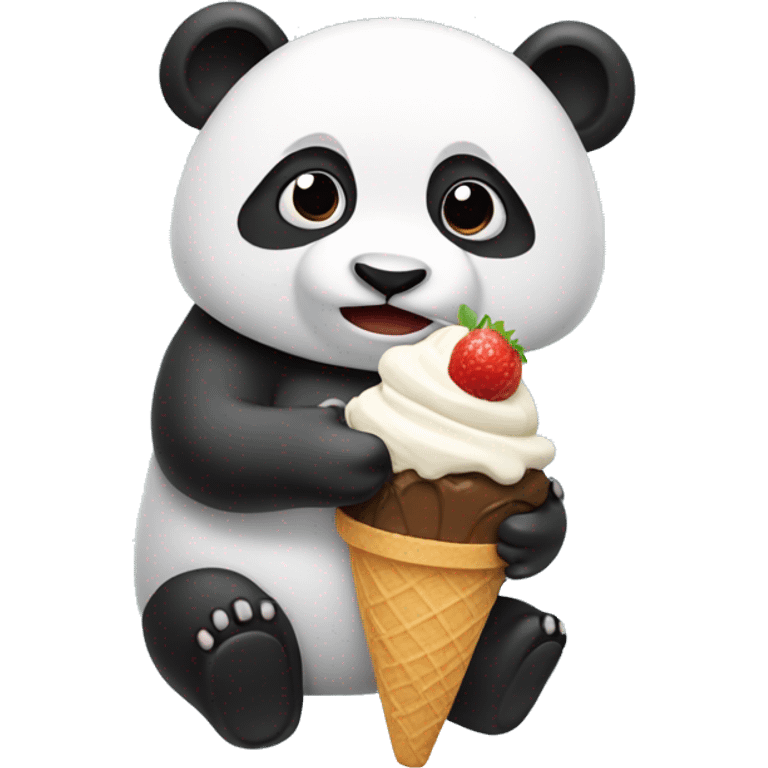 Panda eating ice cream emoji