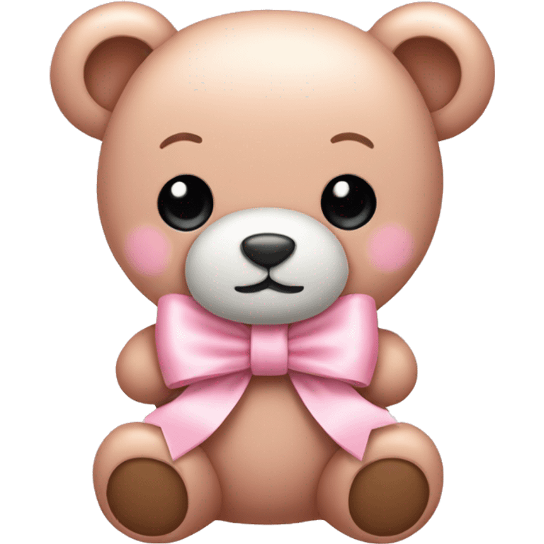 light pink cute teddy bear bow emoji