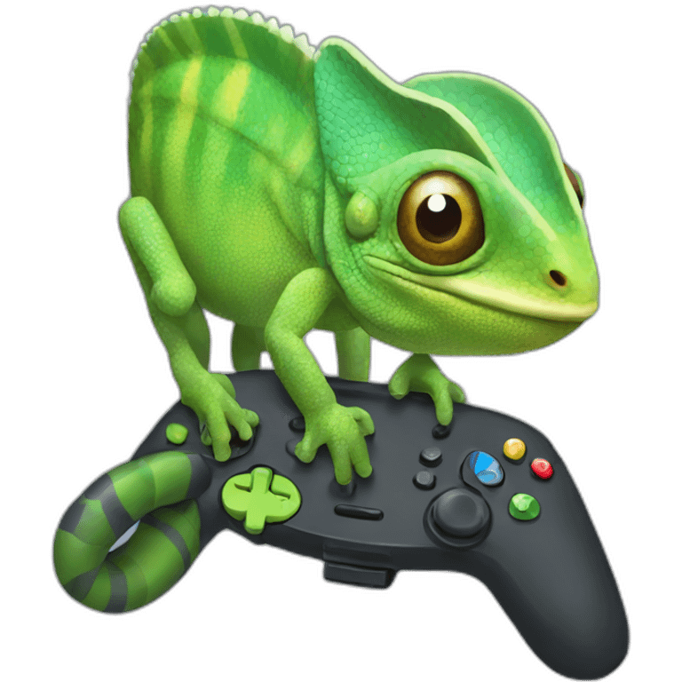 chameleon with a controller emoji