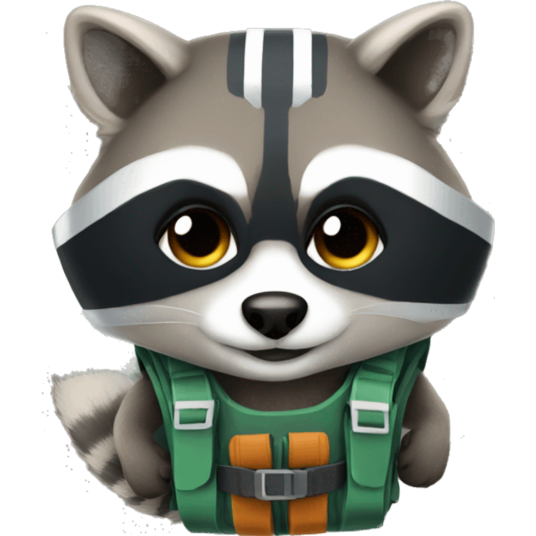 Raccoon with jetpack emoji