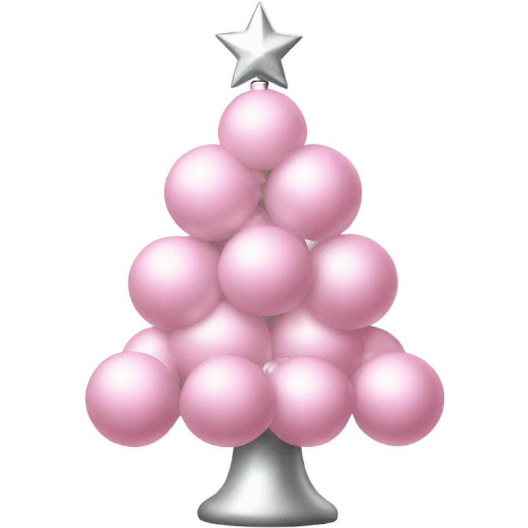 Light pink christmas tree with silvery and shiny balls with lights on it  emoji