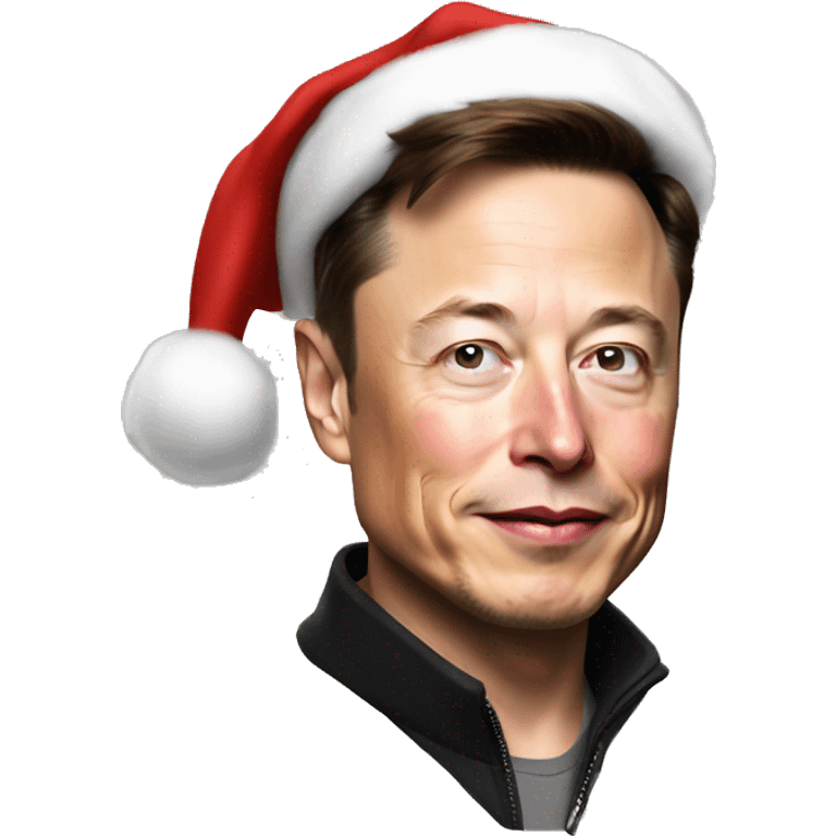 Elon musk wearing a Santa hat emoji