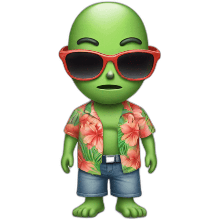 alien wearing hawaiian shirt and sunglasses emoji