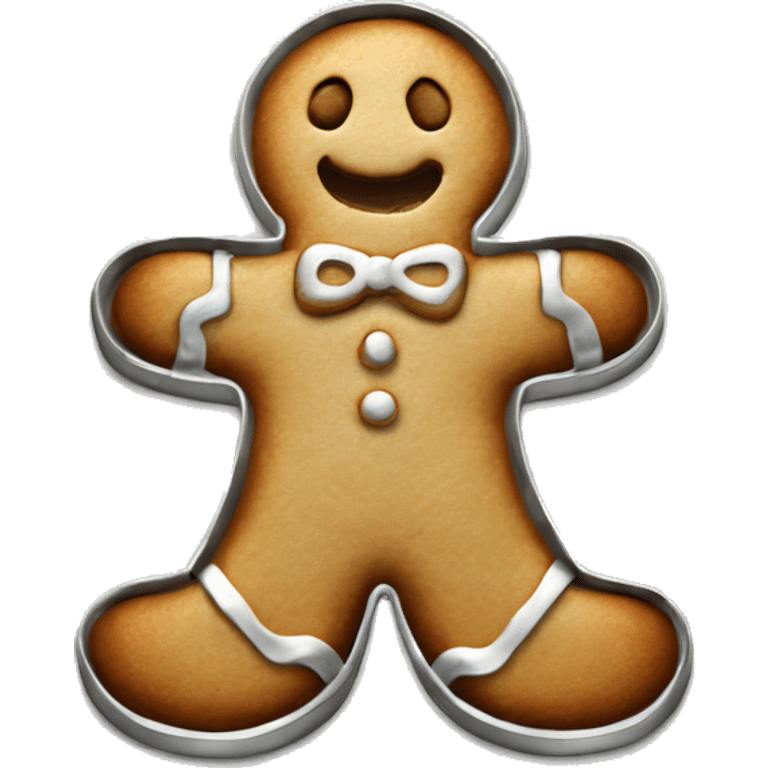 Realistic silver metallic gingerbread man cookie cutter emoji