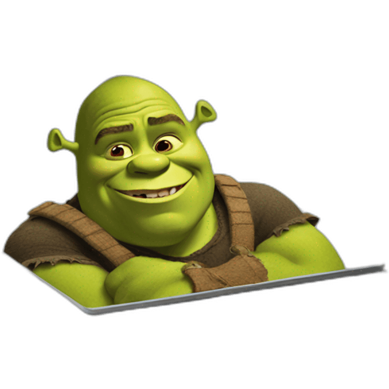 Shrek on a laptop emoji