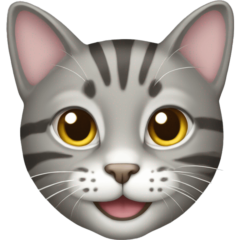 gray tabby cat smiling emoji