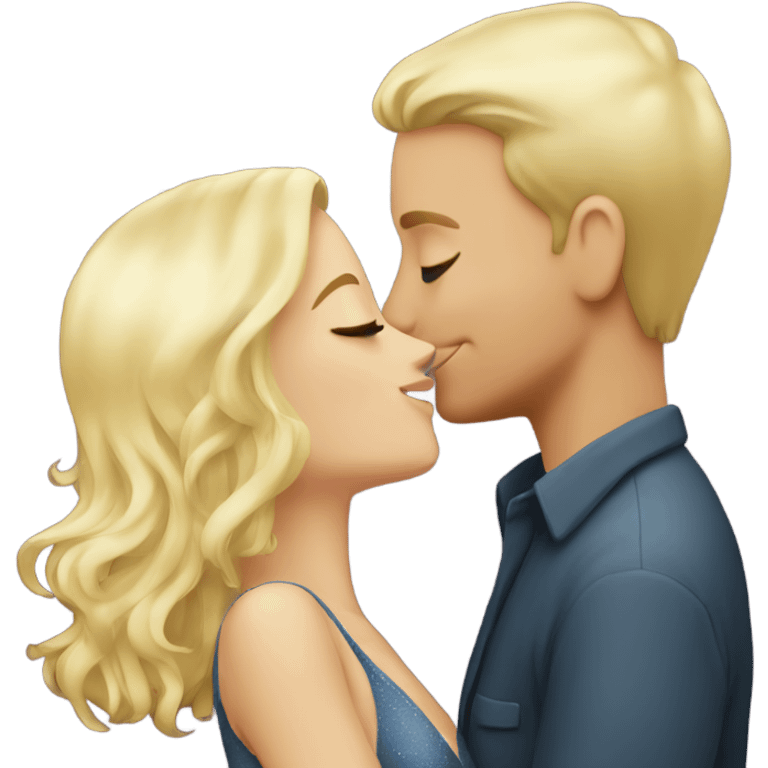 blonde white couple kissing on new years emoji