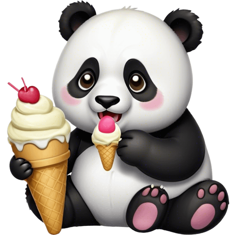 Panda eating ice cream emoji