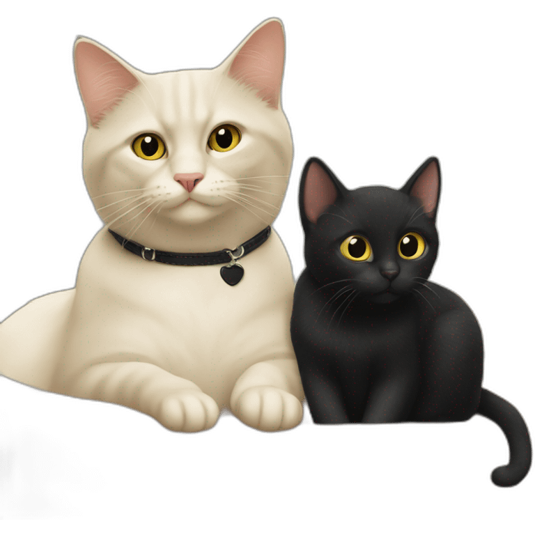 black cat hanging out with calcico cat emoji