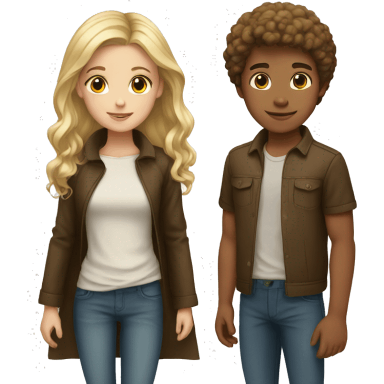 boy with blonde hair with girl with brown hair emoji