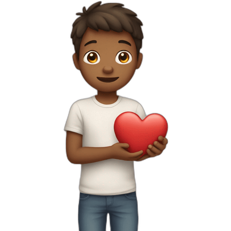 Boy with heart hand emoji