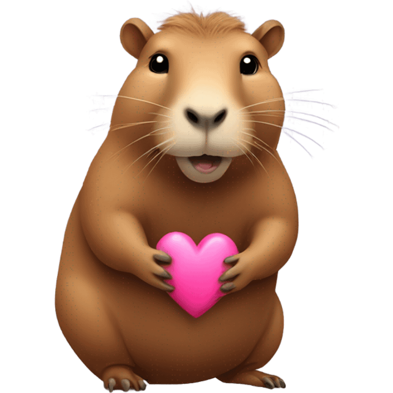 Capybara holding a heart emoji