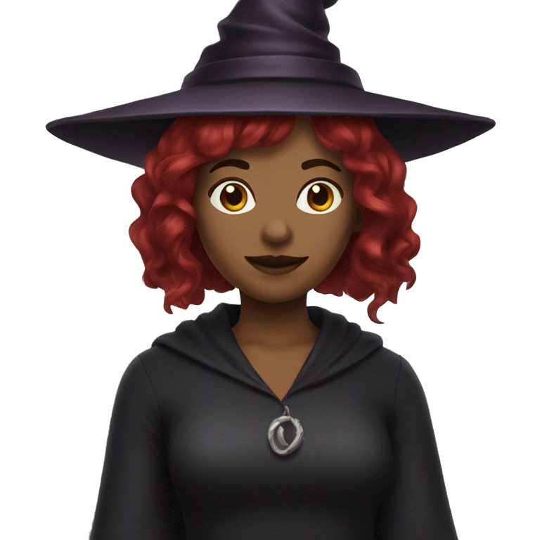 Witch with dark red hair and bangs emoji