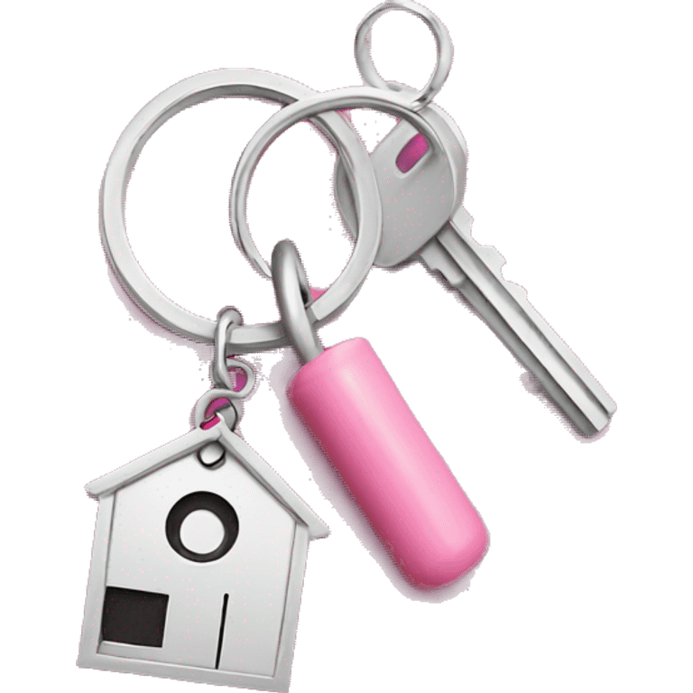 Pink key chain with silver key emoji