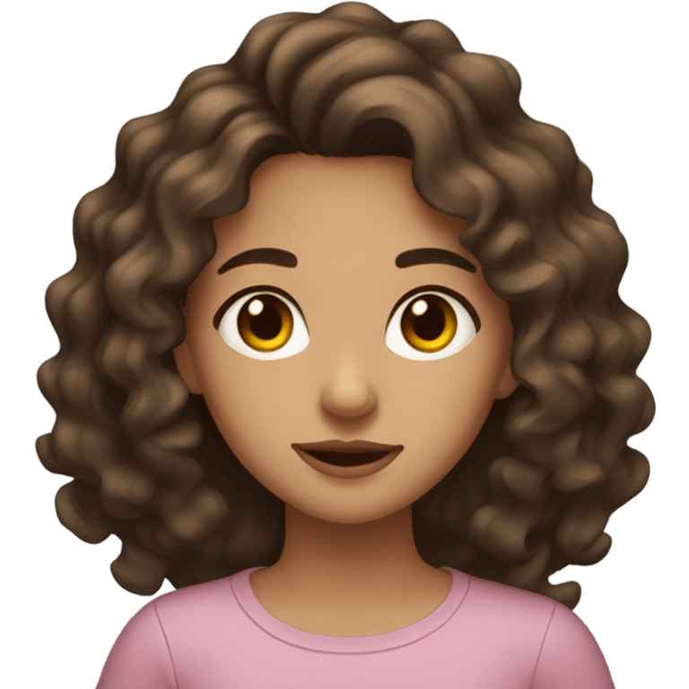 Brunette girl, brown eyes, wavy hair emoji