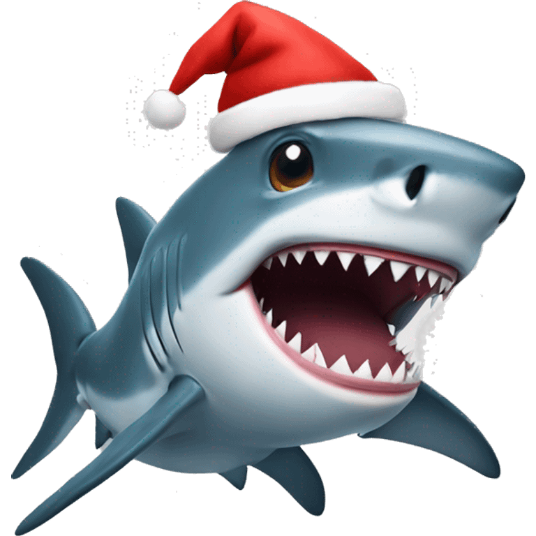 Shark with a christmas hat emoji