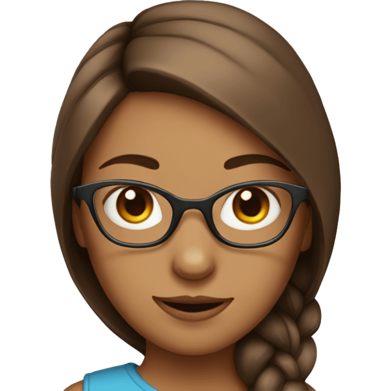 Girl Fox with blue eyes in glasses and brown hair emoji