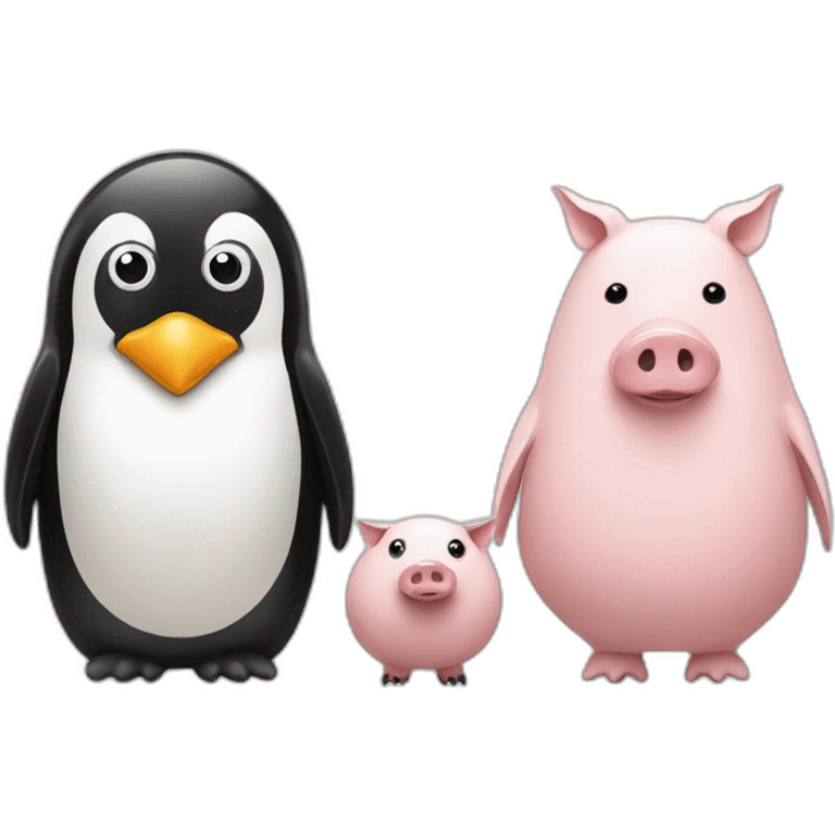 penguin and two pigs emoji