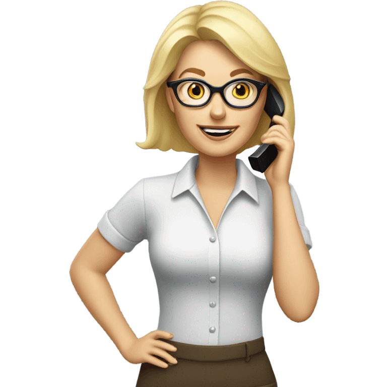 Blonde lady realtor talking on cell phone wearing glasses  emoji