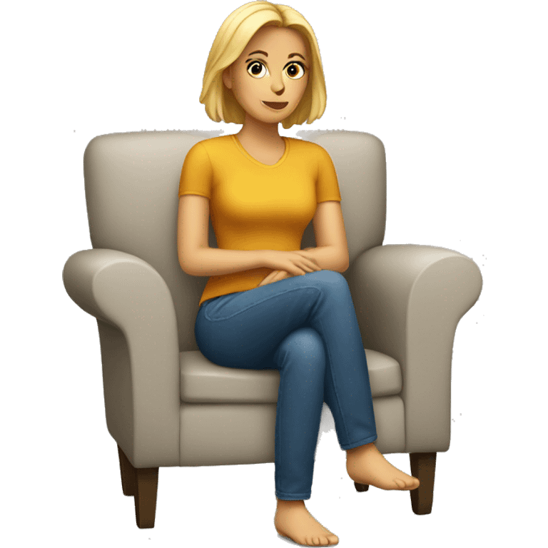 white woman sitting on chair  emoji