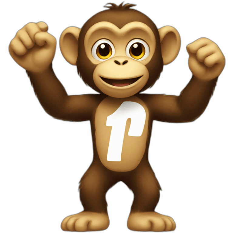 Monkey holding a  number 1 sign emoji