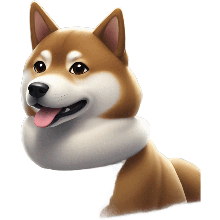 shiba inu dark brown enjoying snowy day emoji