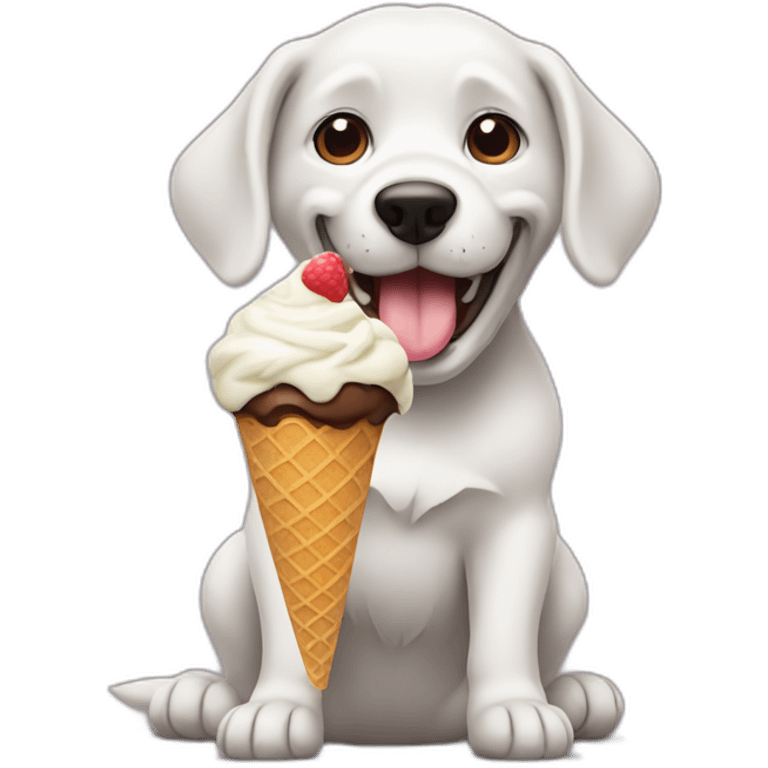 Dog eating icecream emoji