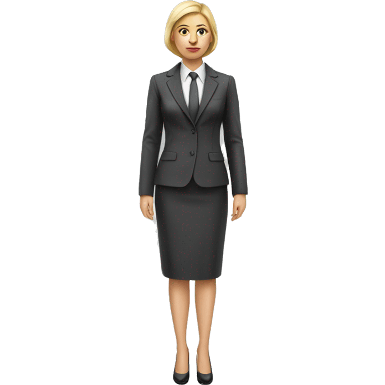 Russian woman full length in suit photorealistic serious emoji