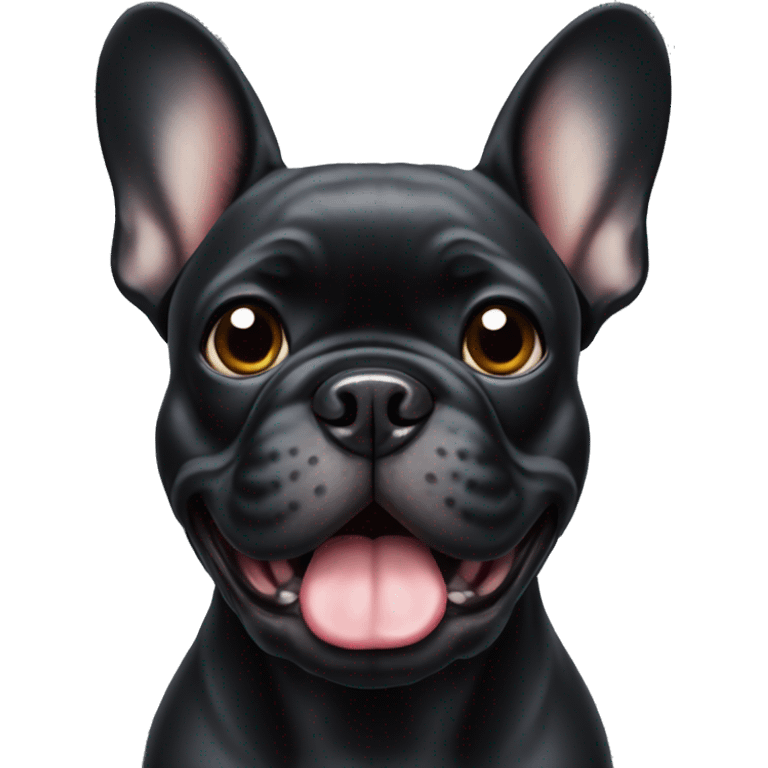 Black frenchbulldog with Cute Face and the Right ear down emoji