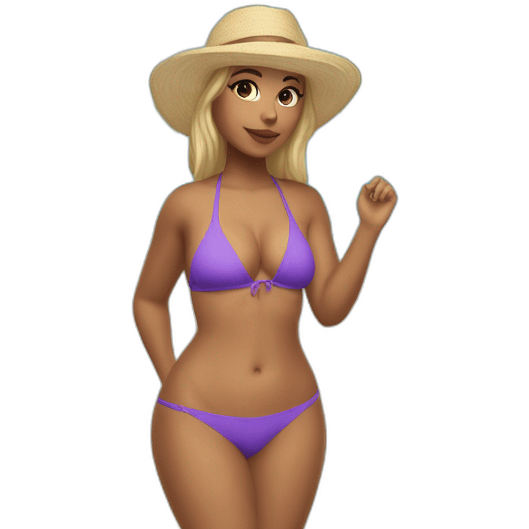 Slim-thicc Caucasian woman small bikini pose (beach body) emoji