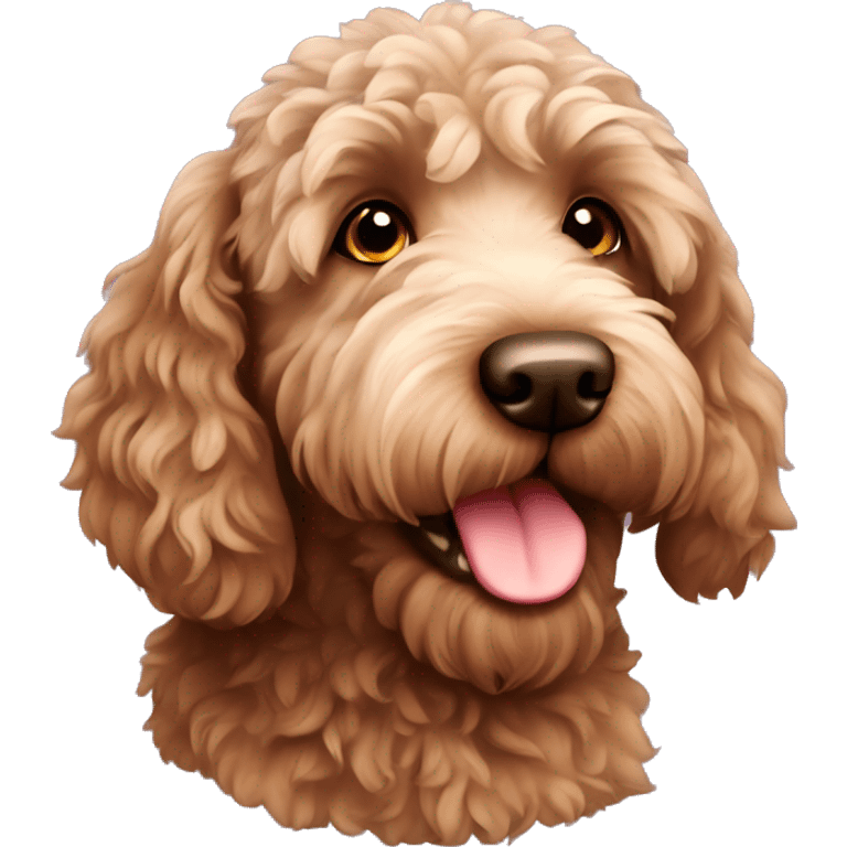 Cute brown Labradoodle dog emoji