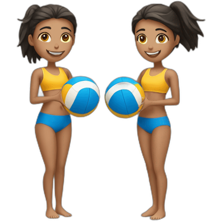 2 girls playing beach volley close body view emoji