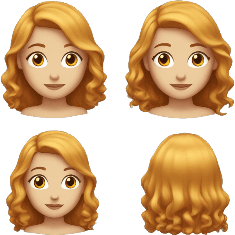 A redhead girl with blonde locks, medium-length hair and brown eyes emoji