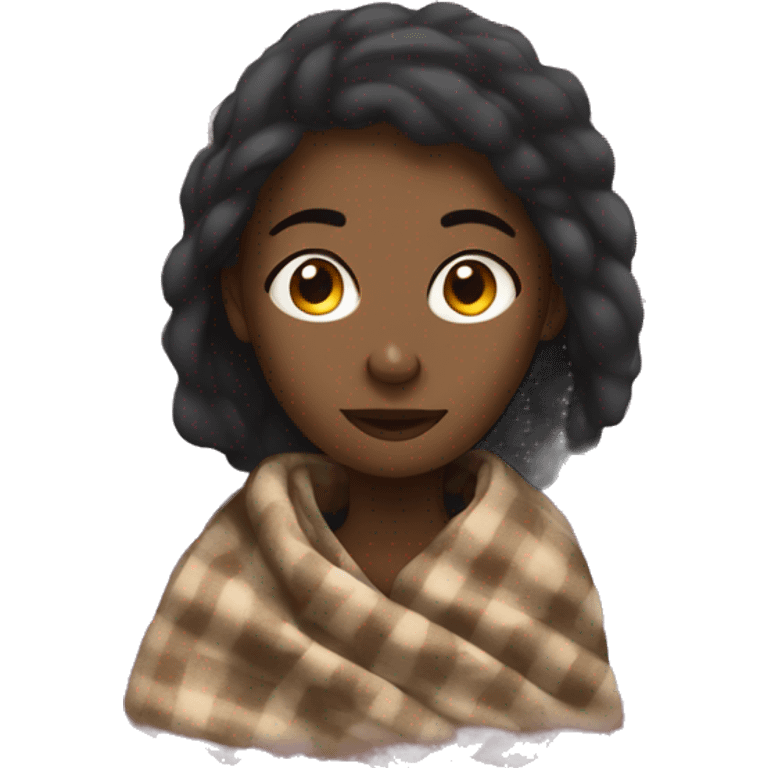 black girl covered in blanket emoji