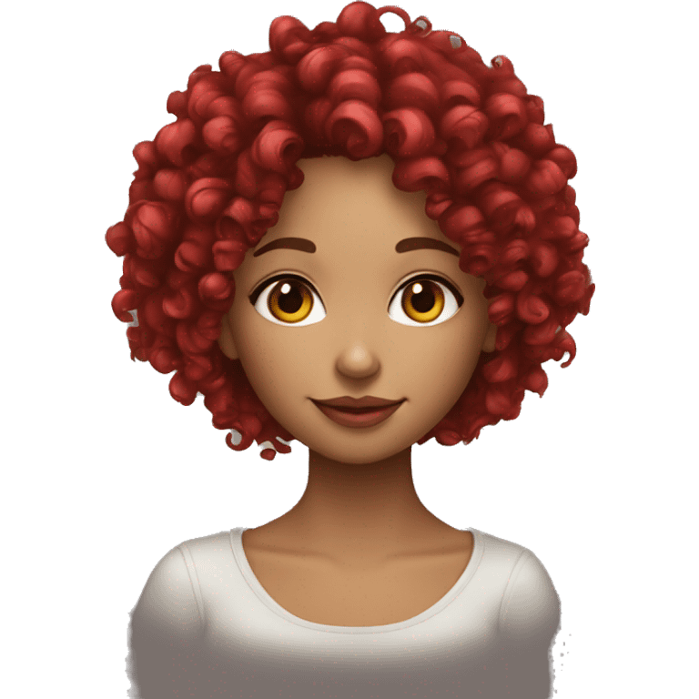 curly hair girl with red cherry highlights emoji