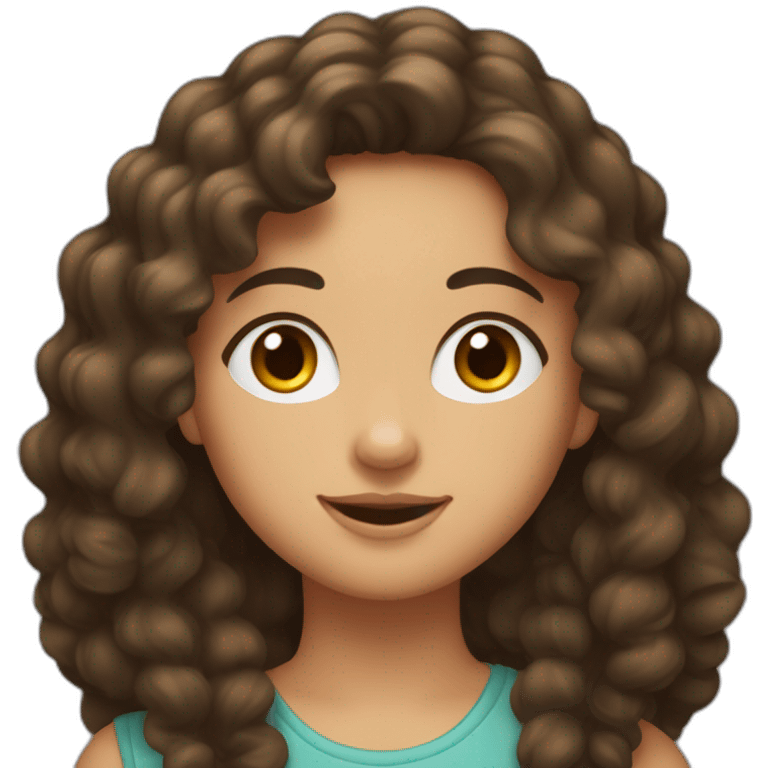 Fille brune avec cheveux bouclés emoji