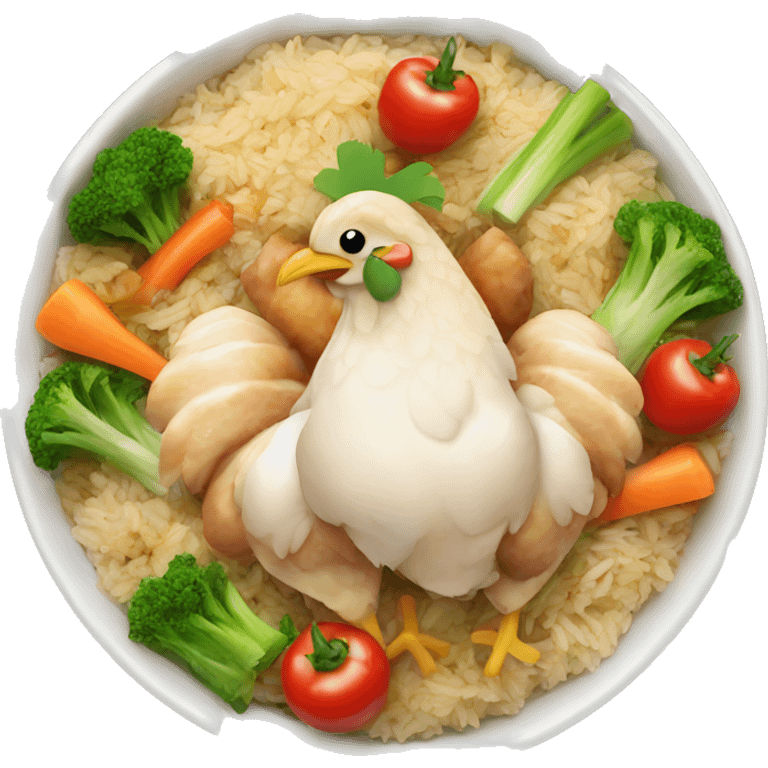 Chicken and rice with beautiful vegetables  emoji